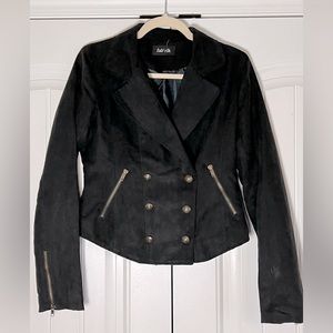 fab’rik- Black Faux Suede Blazer/Jacket with Gold Buttons - Size Medium